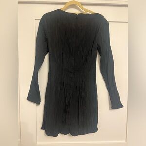 Black crinkle silk mini dress
